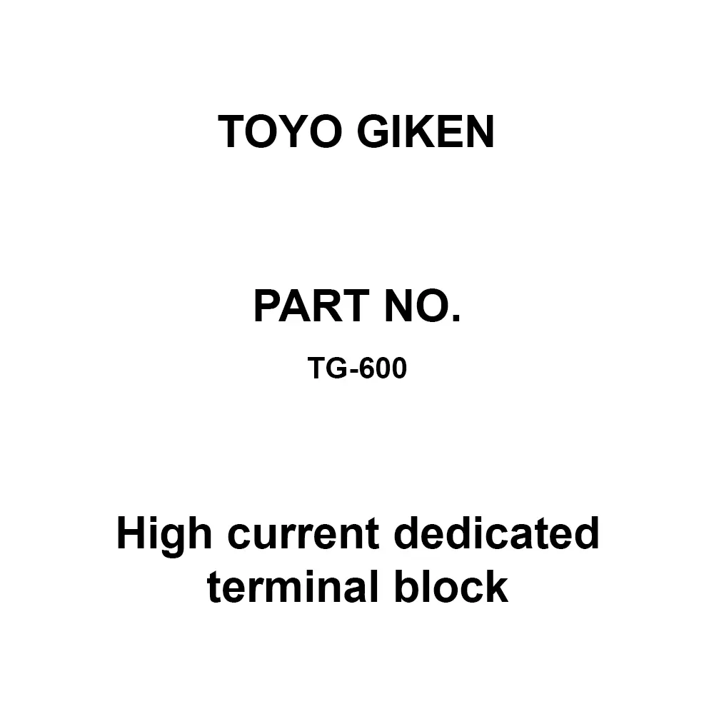 Toyo Giken High Current Dedicated Terminal Block 660 V AC/DC Screw Type 76 mm Spacing M12×30 Screw 600 A JIS, TG-600