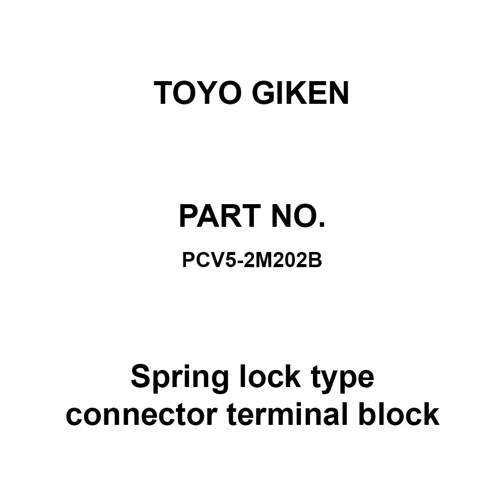 Toyo Giken Spring Lock Type Connector Terminal Block (PCV5 Series) 125 V AC/DC Screwless / Multipolar Female 20 Pole, PCV5-2M202B