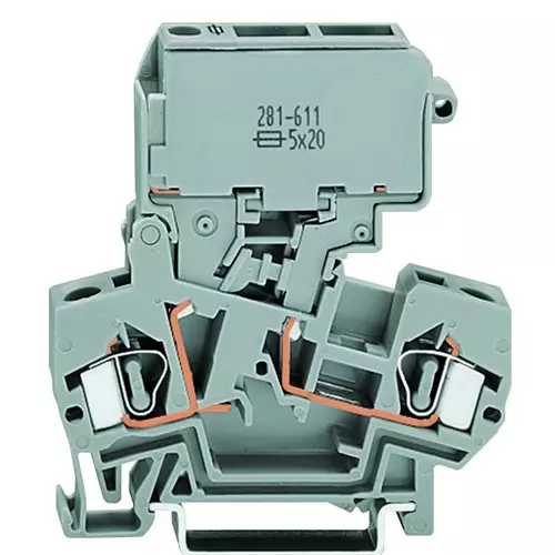 Wago TERMINAL BLOCK, FUSED, 28-12AWG, 5X20MM, 281-611/281-541..