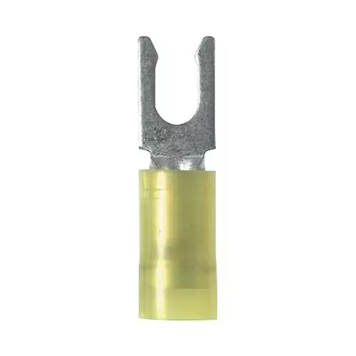 PANDUIT Spade Crimp Terminals TERMINAL, FORK TONGUE, M4, 10AWG, YEL, PN10-8LF-L