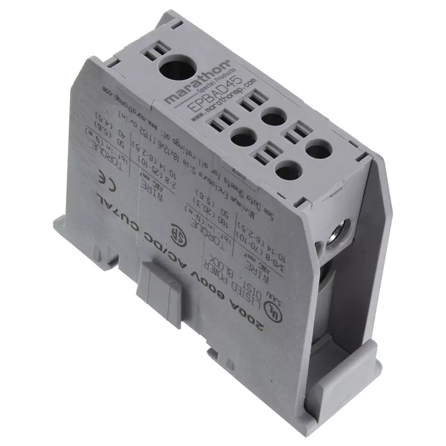 MARATHON SPECIAL PRODUCTS ENCLOSED POWER DISTRIBUTION BLOCK, 4 POSITION, 14-3/0AWG, EPBAD45