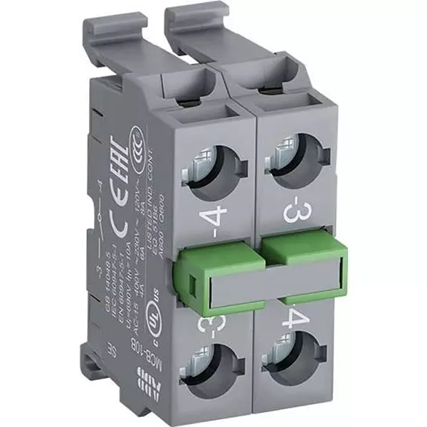 ABB 2 NO Contact Block for Enclosures, MCB-20B