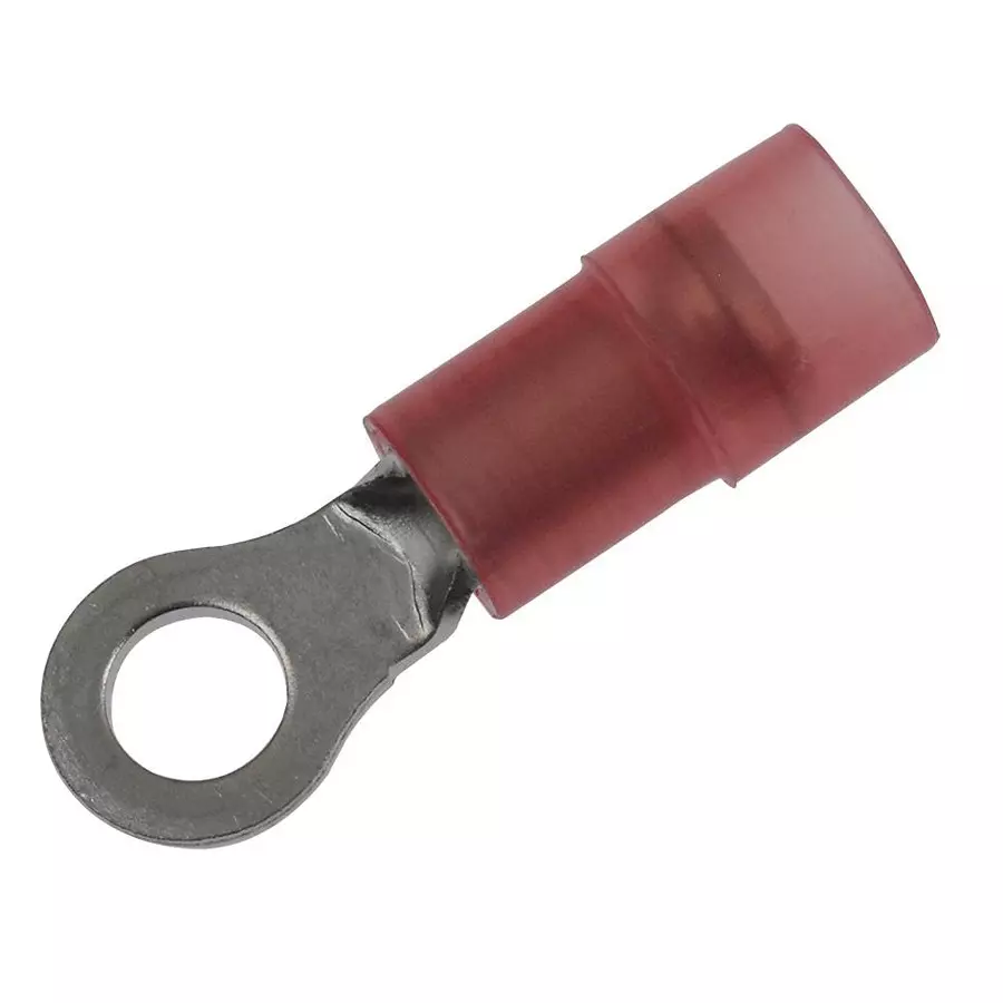 MULTICOMP PRO Ring Crimp Terminals TERMINAL, RING TONGUE, #6, CRIMP, RED, MC29549 (Pack of 100)