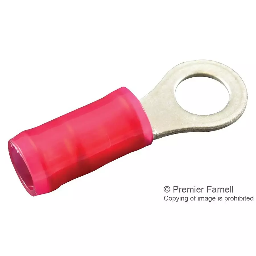 AMP - TE CONNECTIVITY TERMINAL, RING TONGUE, #8, 16AWG, RED, 320554 (Pack 10)