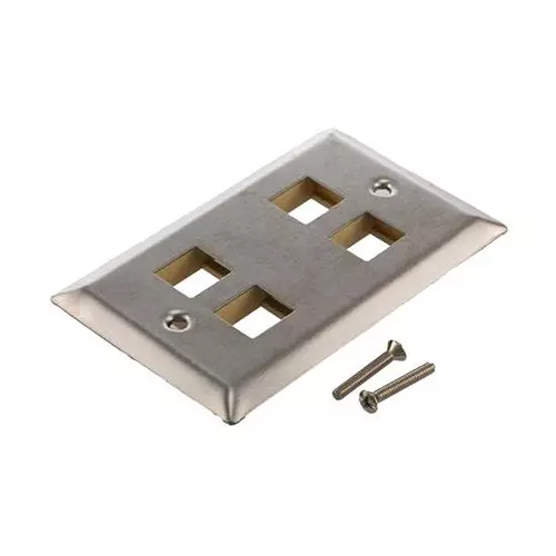L-COM Wall Plate, Ss, 4 Keystone Style Jack, Lc-Wpssk-04