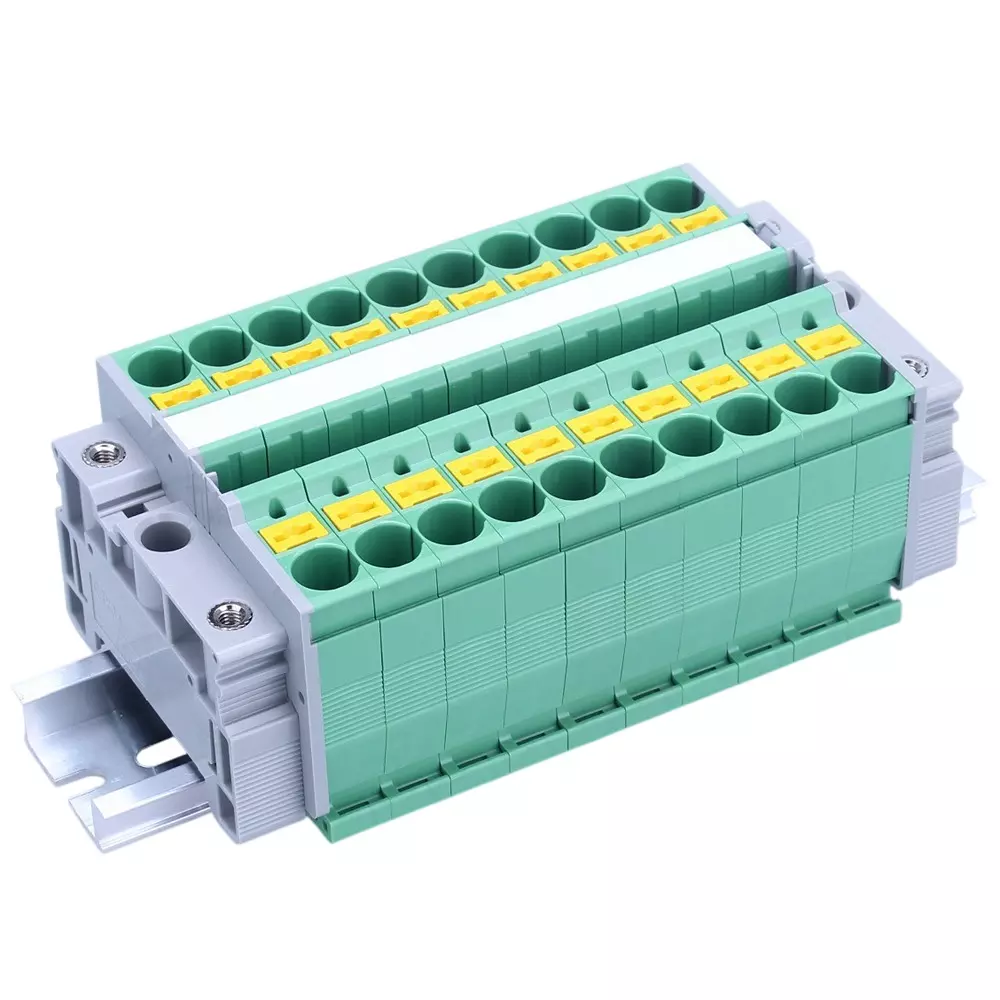 Toyo Giken Assembly Terminal Block Spring Lock 10.2 mm Spacing 1 Stage 12 Pole 18 to 19 mm Wire Stripping Length, VTXL-10/2-PE-12P