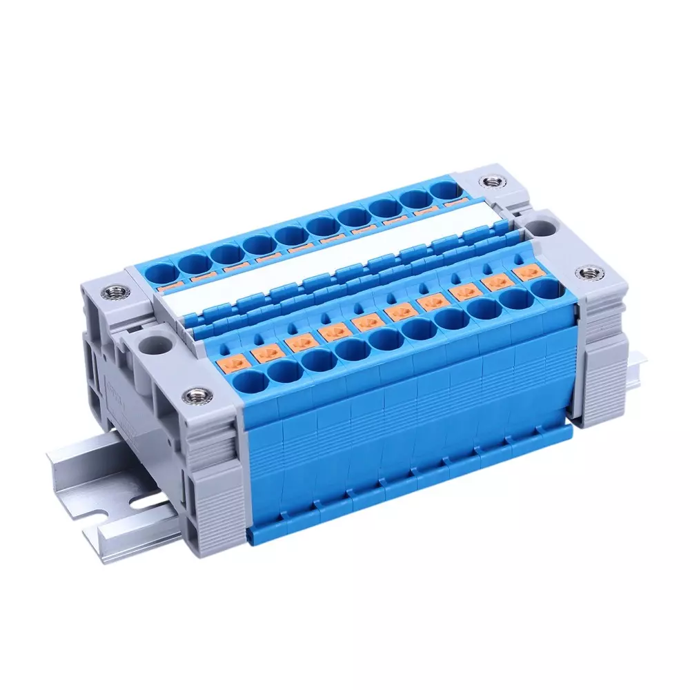 Toyo Giken Assembly Terminal Block Spring Lock 8.2 mm Spacing 1 Stage 106 Pole 12 to 13 mm Wire Stripping Length, VTXL-6/2BL-106P