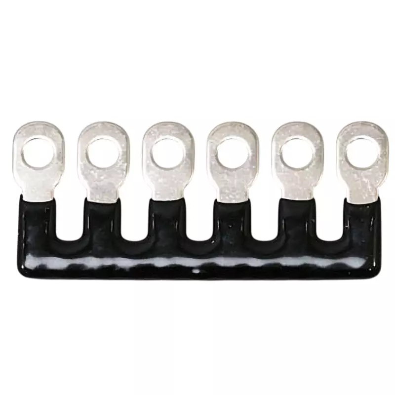 Toyo Giken Short Bar (BR8A Type) C2680R & Ni Plating PVC Black 8 mm Spacing 6 Pole 15 A JIS Current Rating, BBR8A-6 (10 Pcs)