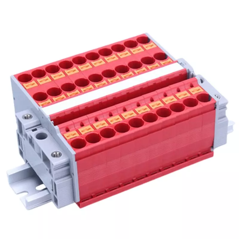 Toyo Giken Assembly Terminal Block 1000 V Spring Lock 1 Stage Red 50 Pole, VTXL-10/3R-50P
