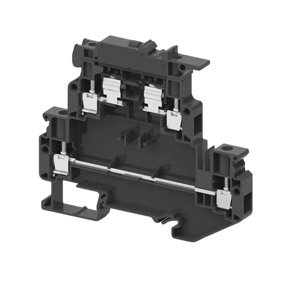 Connectwell Screw Clamp Fuse Terminal Block 4 mm² Wire Size 2 Level DIN Rail Mount Polyamide 4 Connection, DDFL4L6-60V