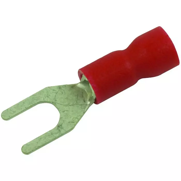 MULTICOMP PRO Spade Crimp Terminals TERMINAL, SPADE/FORK, #6, CRIMP, RED, MC29610 (Pack of 100)