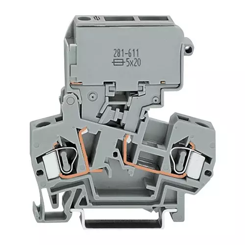 Wago TERMINAL BLOCK, FUSED, 2POS, 28-12AWG, 281-611/281-541