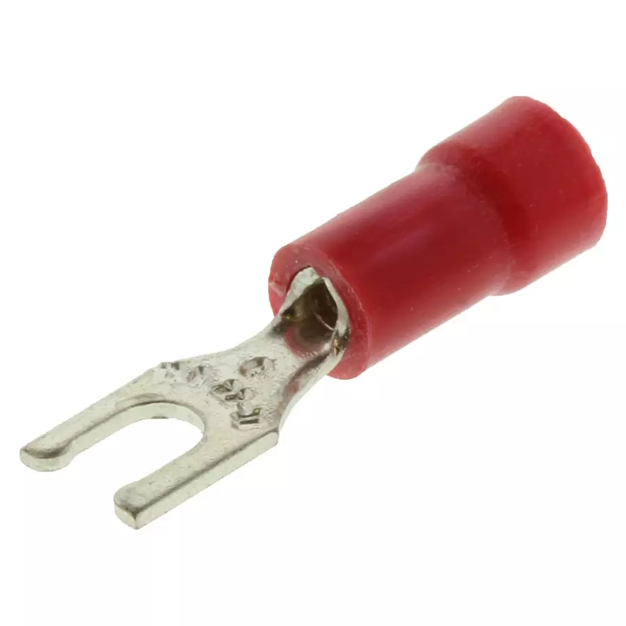 ABB - THOMAS & BETTS TERMINAL, SPADE/FORK, #6, CRIMP, RED, 18RA-6FL (Pack of 100)