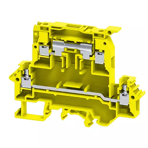 Connectwell Double Level Fuse Terminal Block 4 mm² Polyamide Yellow, DDFL4UY