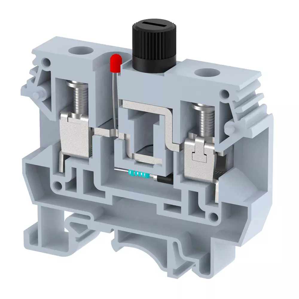 Elmex Fuse Terminal With LED Indicator, 1000 V, 12 A Rating and 10 mm² Wire Size, KUF10A1