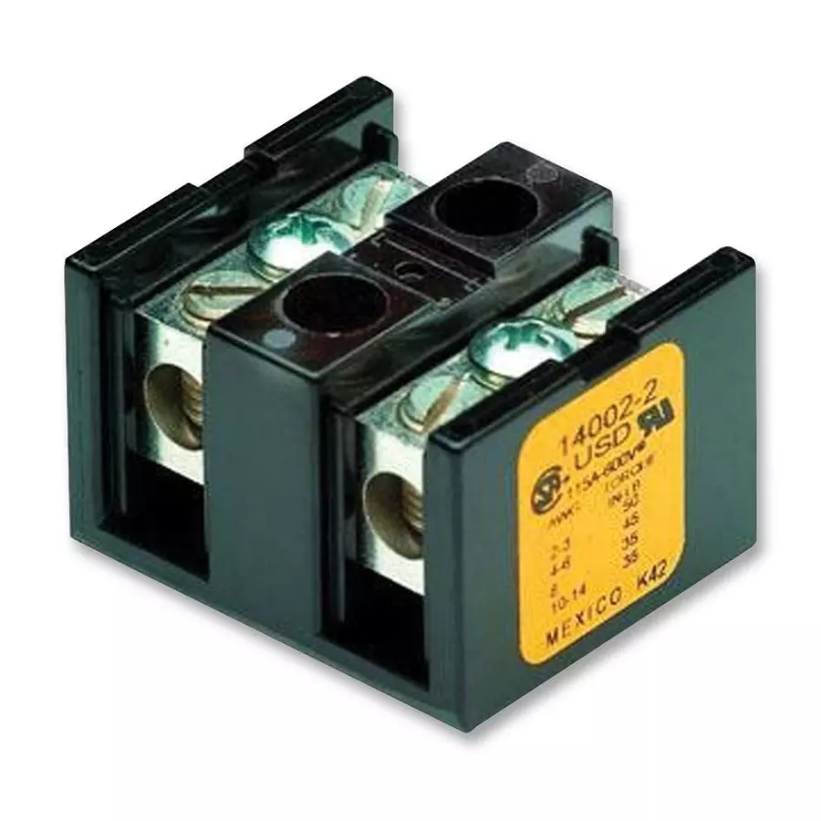 EATON BUSSMANN Terminal Block, Barrier, 2 Position, 14-2Awg, 14002-2