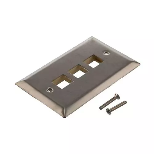 L-COM Wall Plate, Ss, 3 Keystone Style Jack, Lc-Wpssk-03
