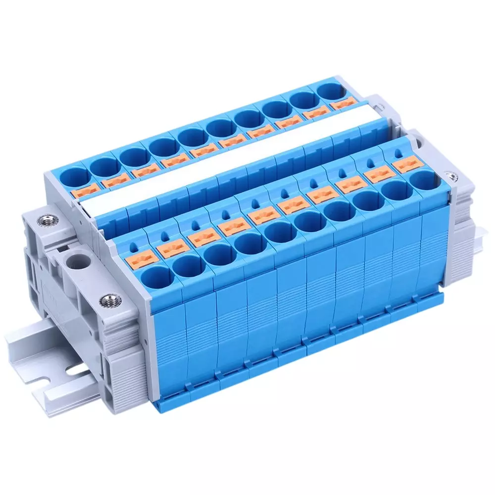 Toyo Giken Assembly Terminal Block Spring Lock 10.2 mm Spacing 1 Stage 58 Pole 18 to 19 mm Wire Stripping Length, VTXL-10/2BL-58P