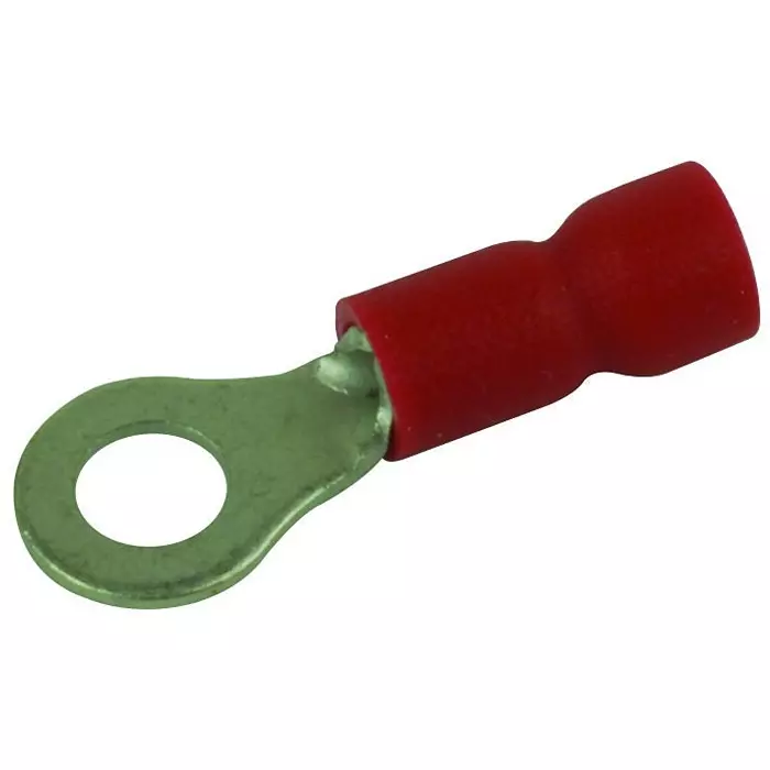 MULTICOMP PRO Ring Crimp Terminals TERMINAL, RING TONGUE, #8, CRIMP, RED, MC29570 (Pack of 100)
