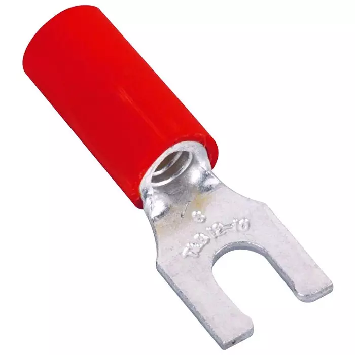 ABB - THOMAS & BETTS TERMINAL, SPADE/FORK, 1/4IN, CRIMP, RED, RA18-14F