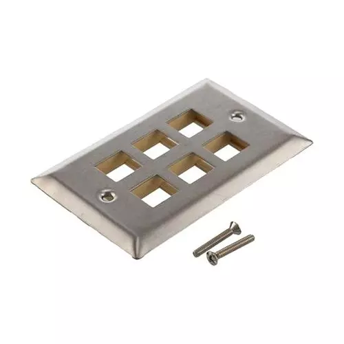 L-COM Wall Plate, Ss, 6 Keystone Style Jack, Lc-Wpssk-06