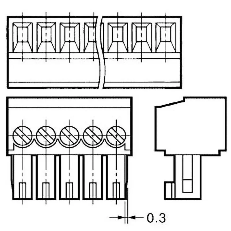 Omron PCB Connector Terminal Block (Electric Wire Side / Socket) Suitable Wire AWG28 to AWG16, XW4B Series (No. of Pole:  2 - 10)