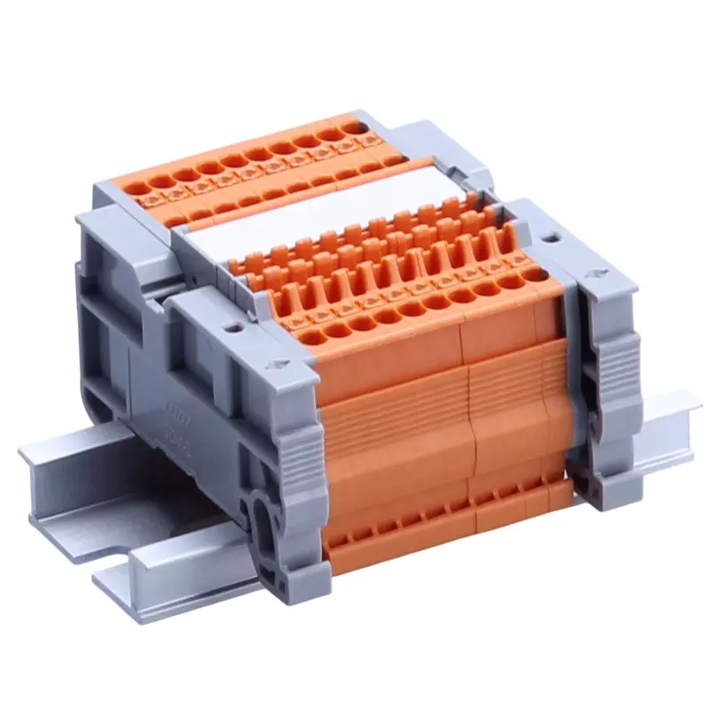 Toyo Giken Assembly Terminal Block Spring Lock 3.5 mm Spacing DIN35 mm 221 Pole 10 to 11 mm Wire Stripping Length, VTXL-1.5/3O-221P