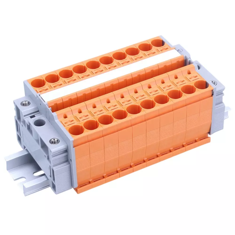 Toyo Giken Assembly Terminal Block Spring Lock 10.2 mm Spacing 1 Stage 49 Pole 18 to 19 mm Wire Stripping Length, VTXL-10/2O-49P