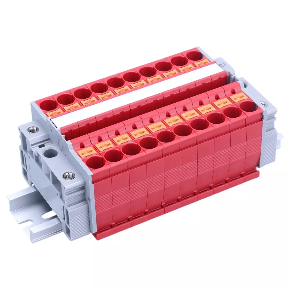 Toyo Giken Assembly Terminal Block Spring Lock 10.2 mm Spacing 1 Stage 3 Pole 18 to 19 mm Wire Stripping Length, VTXL-10/2R-3P