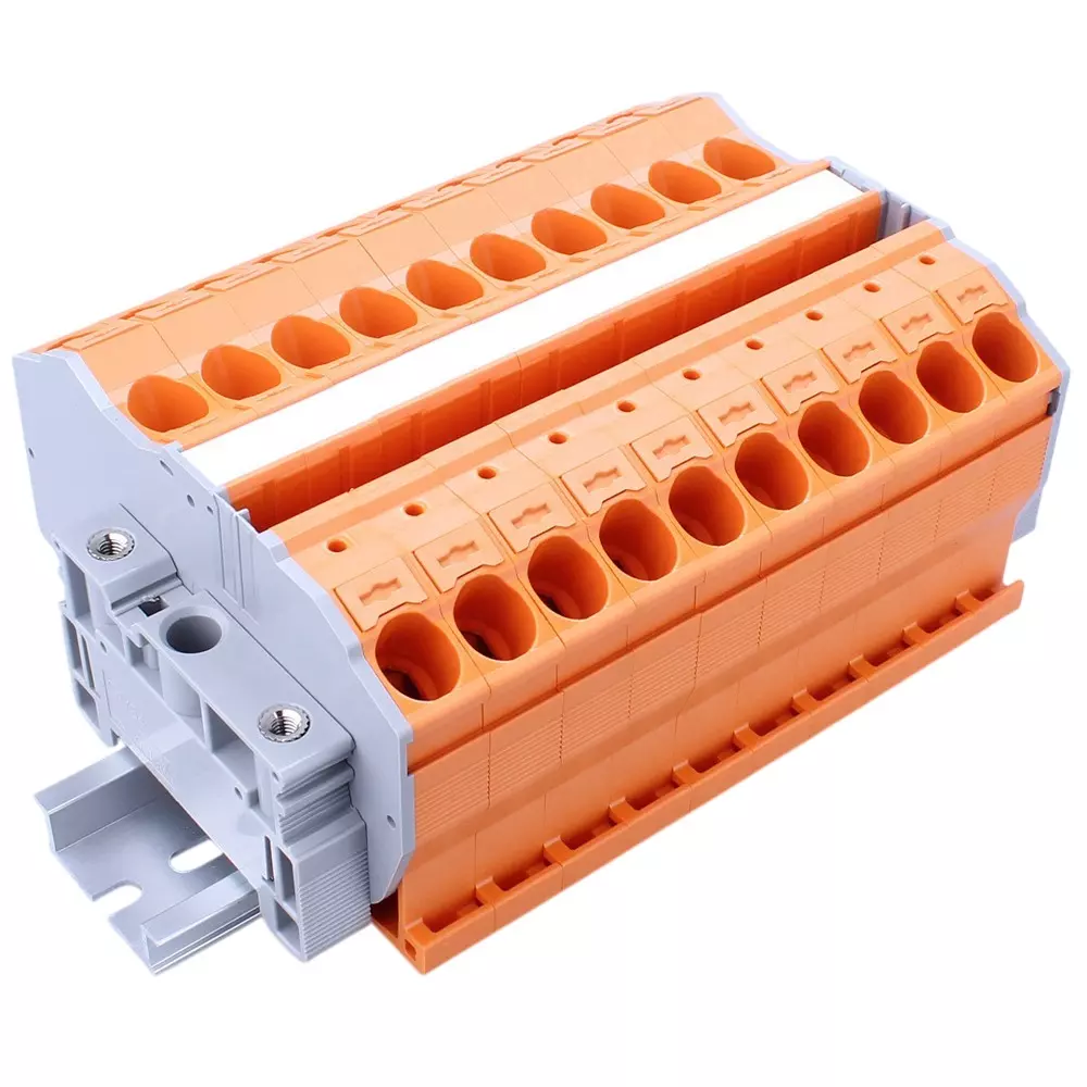 Toyo Giken Assembly Terminal Block Spring Lock 12.2 mm Spacing 1 Stage 3 Pole 19 to 21 mm Wire Stripping Length, VTXL-16/3O-3P