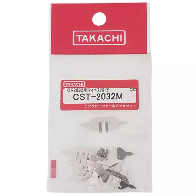 TAKACHI Coin Battery Terminal SUS304 Material Board Mounting Pinx2 Terminal Structure, CST-2032M (Pack of 10)