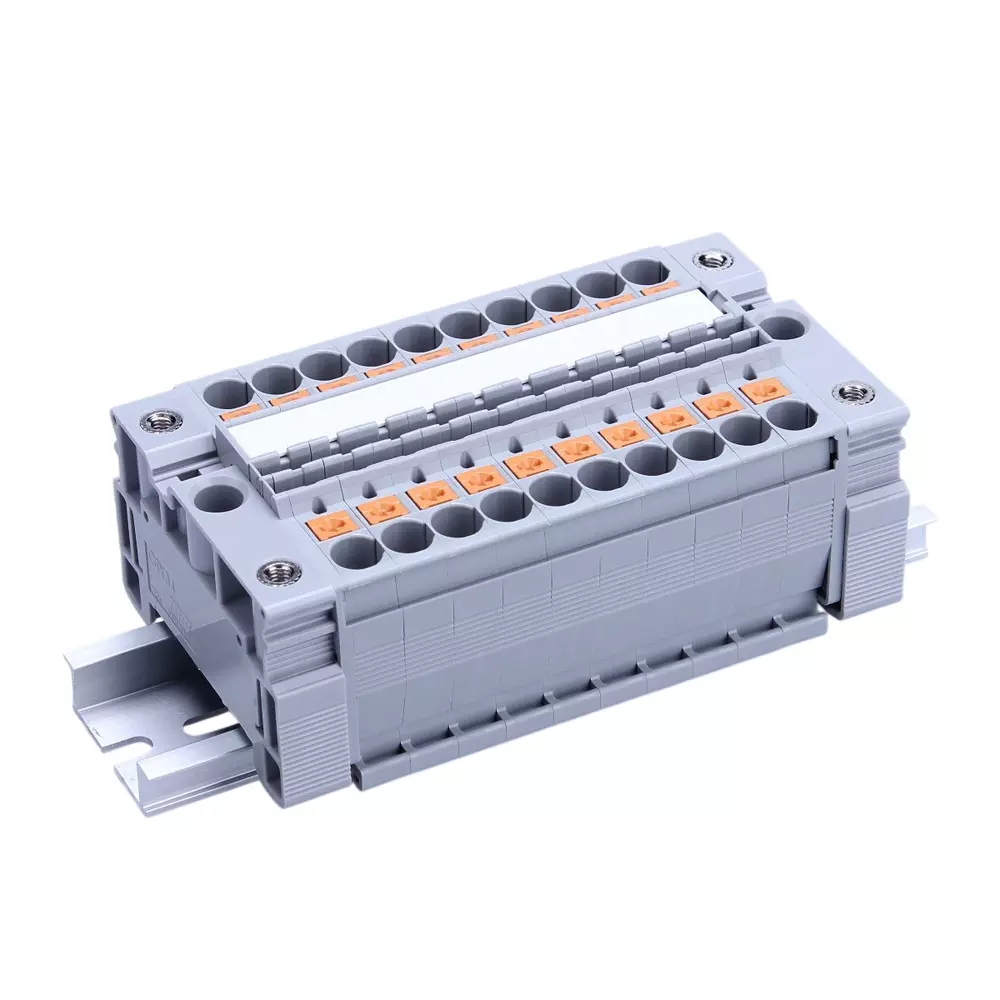 Toyo Giken Assembly Terminal Block Spring Lock 8.2 mm Spacing 1 Stage 107 Pole 12 to 13 mm Wire Stripping Length, VTXL-6/2-107P
