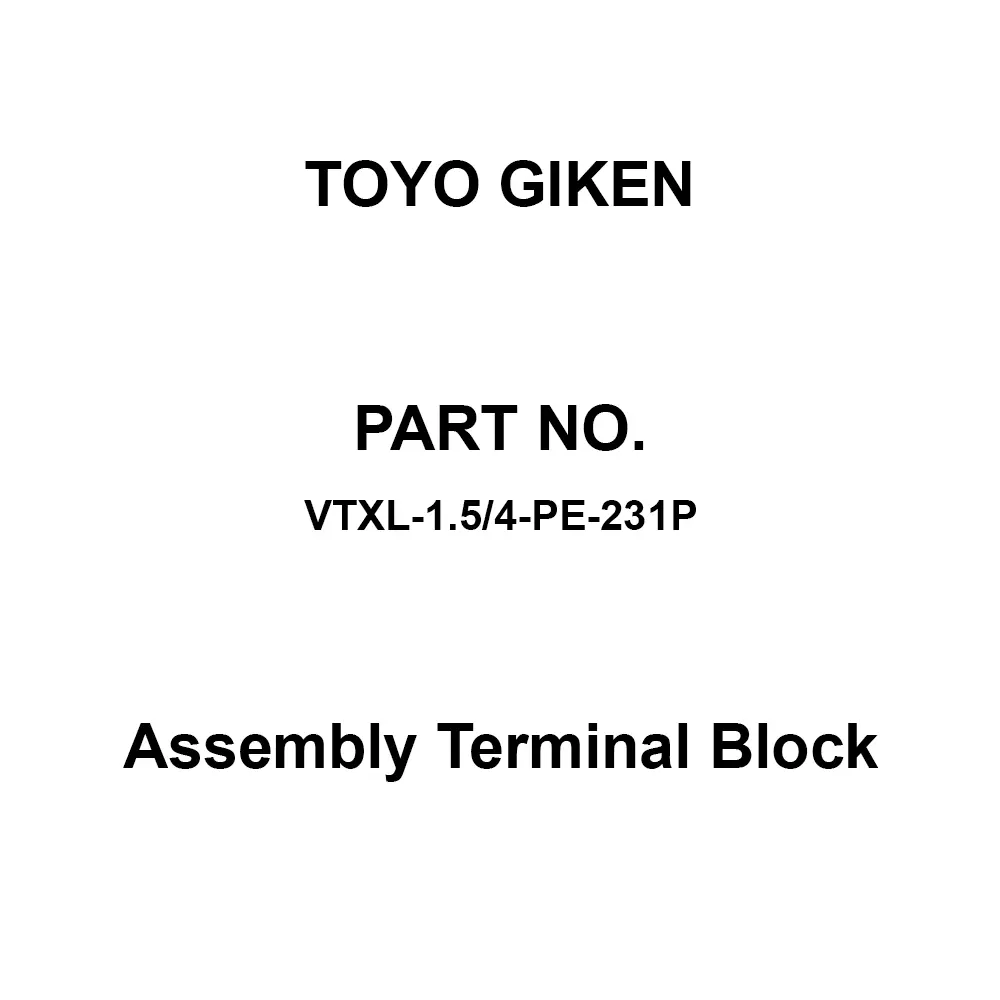 Toyo Giken Assembly Terminal Block 500 V Spring Lock 1 Stage 231 Pole, VTXL-1.5/4-PE-231P