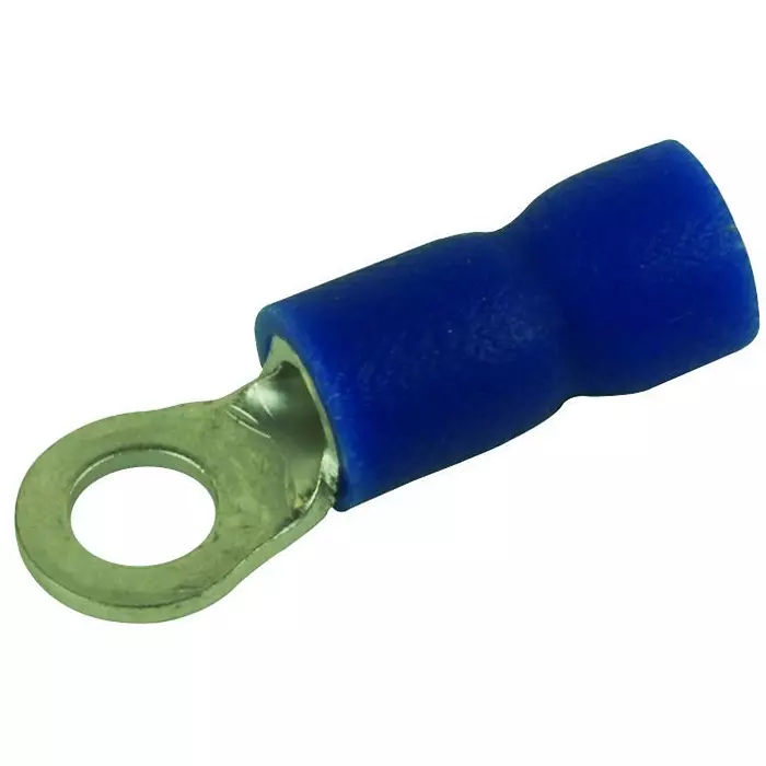 MULTICOMP PRO Ring Crimp Terminals TERMINAL, RING TONGUE, #6, CRIMP, BLUE, MC29569 (Pack of 100)