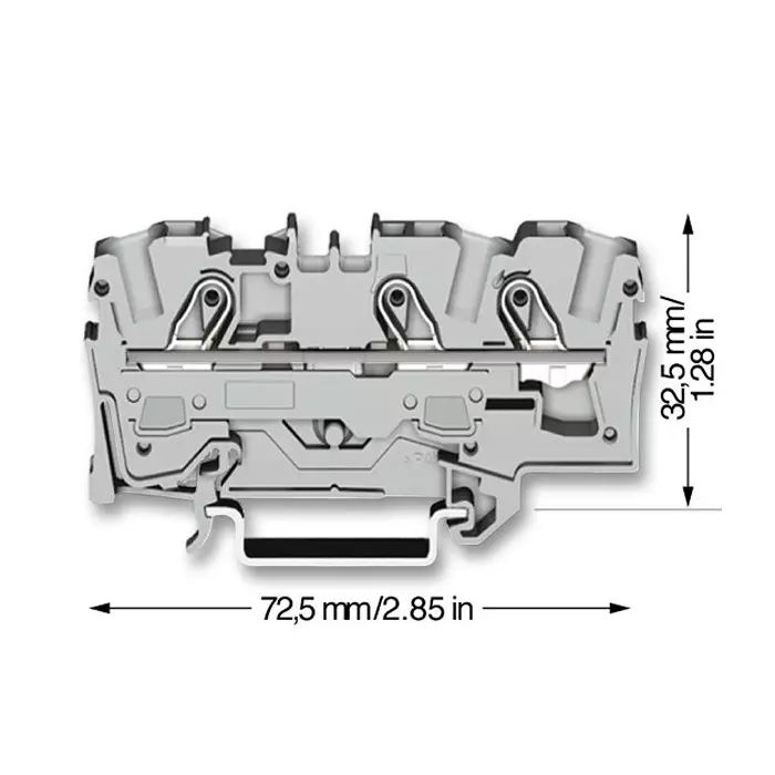 Wago TERMINAL BLOCK, DIN RAIL, 3POS, 10AWG, 2006-1301