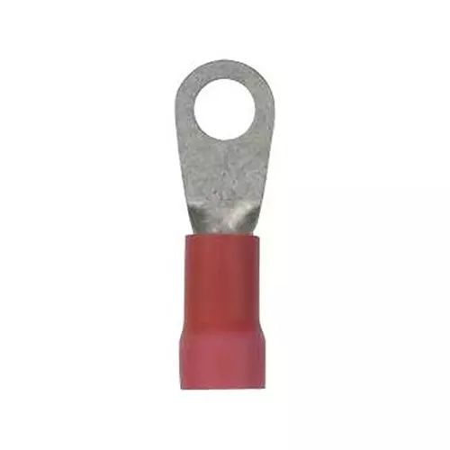 PANDUIT Ring Crimp Terminals TERMINAL, RING TONGUE, 1/4", 8AWG, RED, PV8-14R-TY