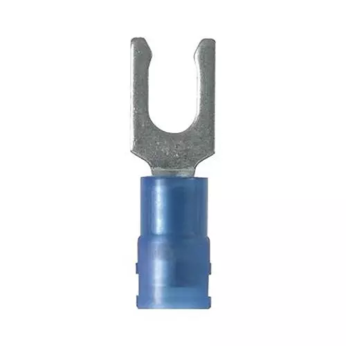 PANDUIT Spade Crimp Terminals TERMINAL, FORK TONGUE, #10, 14AWG, BLU, PN14-10LF-C