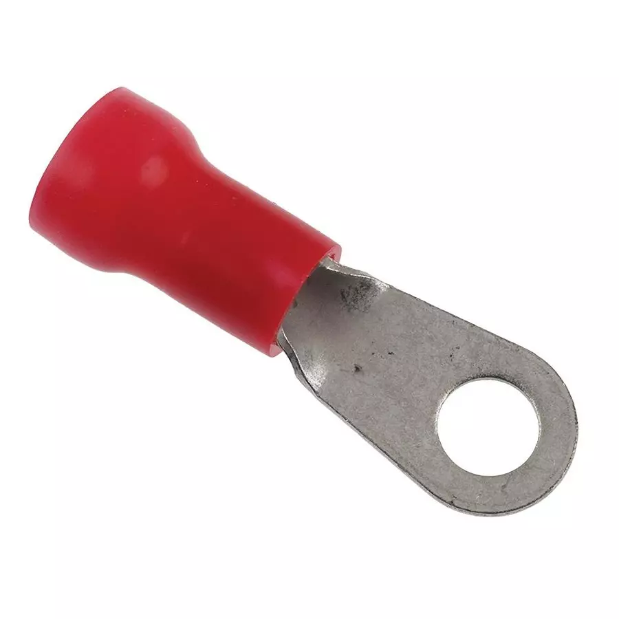 AMP - TE CONNECTIVITY TERMINAL, RING TONGUE, 1/4", 8AWG, RED, 52041-1