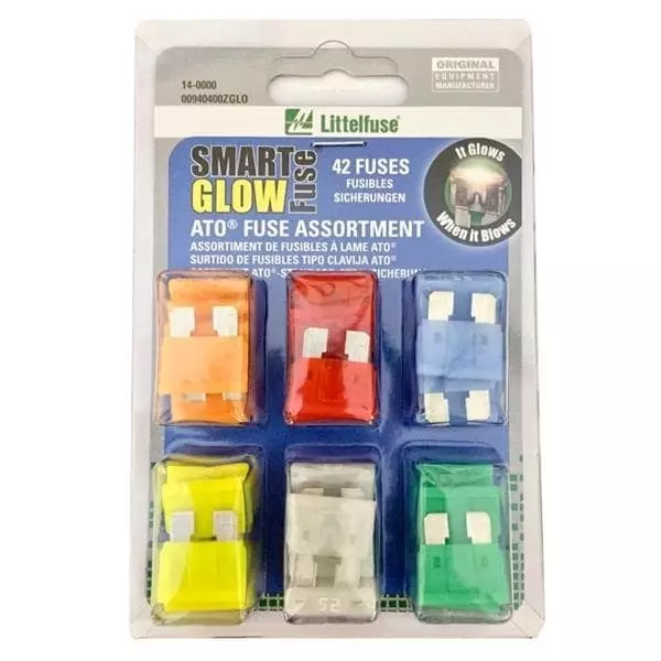 Littelfuse 940 Glow Smart Series ATO Smart Glow Blade Assortment 42 Pack , 00940400ZGLO