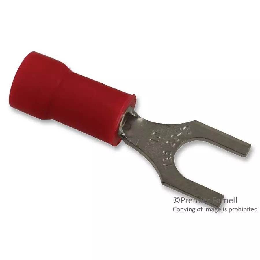 ABB - THOMAS & BETTS Terminal, Spade/Fork, #10, Crimp, Red, 18RA-10F (Pack of 100)