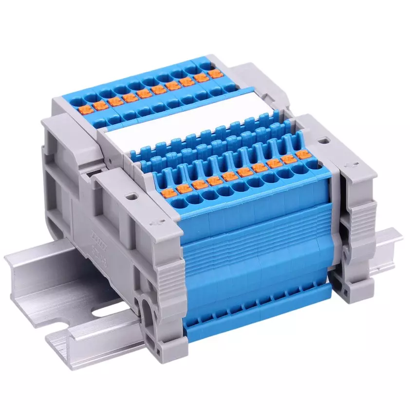 Toyo Giken Assembly Terminal Block Spring Lock 3.5 mm Spacing DIN35 mm 77 Pole 10 to 11 mm Wire Stripping Length, VTXL-1.5/3BL-77P