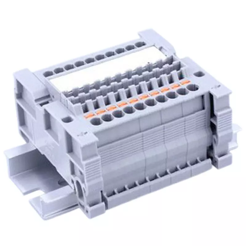 Toyo Giken Assembly Terminal Block Spring Lock 4.2 mm Spacing 1 Stage DIN35 mm 10 to 11 mm Wire Stripping Length, VTXL-2/2-49P
