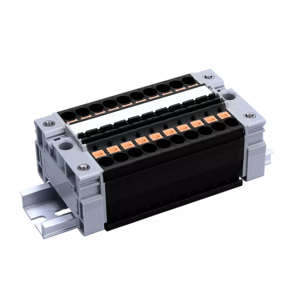 Toyo Giken Assembly Terminal Block Spring Lock 8.2 mm Spacing 1 Stage 8 Pole 12 to 13 mm Wire Stripping Length, VTXL-6/2B-8P