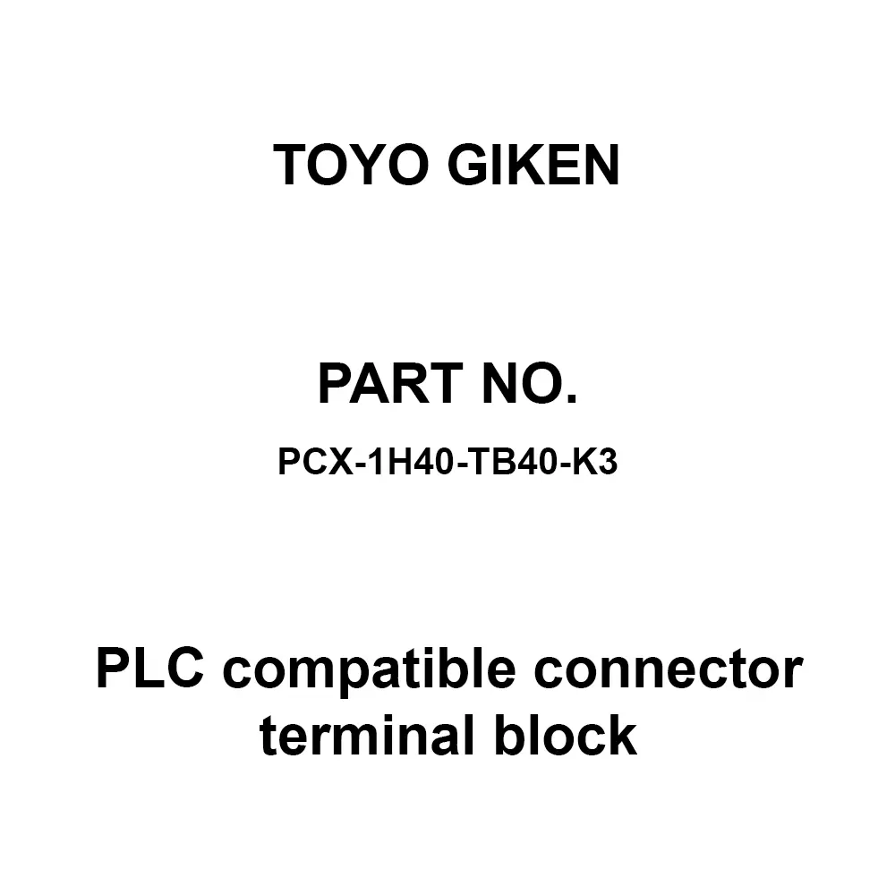 Toyo Giken PLC Compatible Connector Terminal Block 50 V AC/DC Screwless / MIL 40 Pole, PCX-1H40-TB40-K3