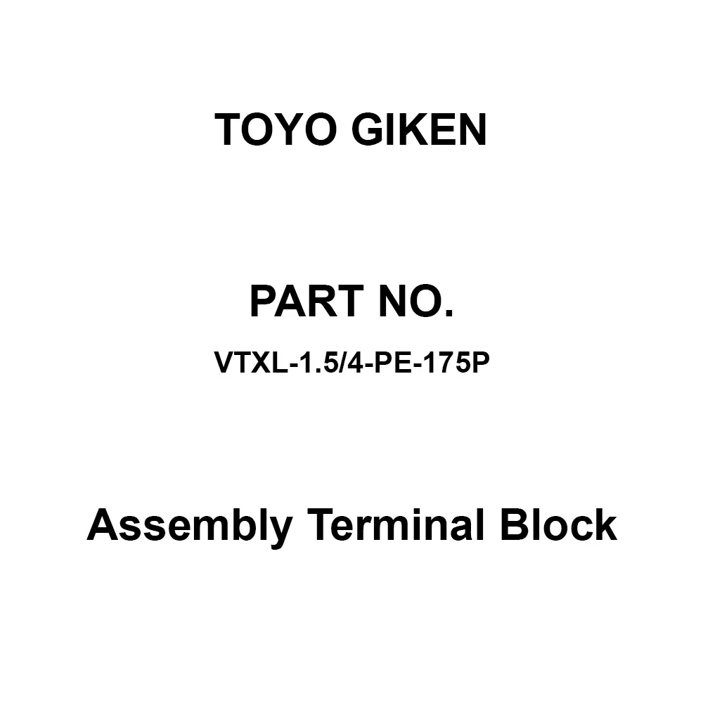 Toyo Giken Assembly Terminal Block 500 V Spring Lock 1 Stage 175 Pole, VTXL-1.5/4-PE-175P