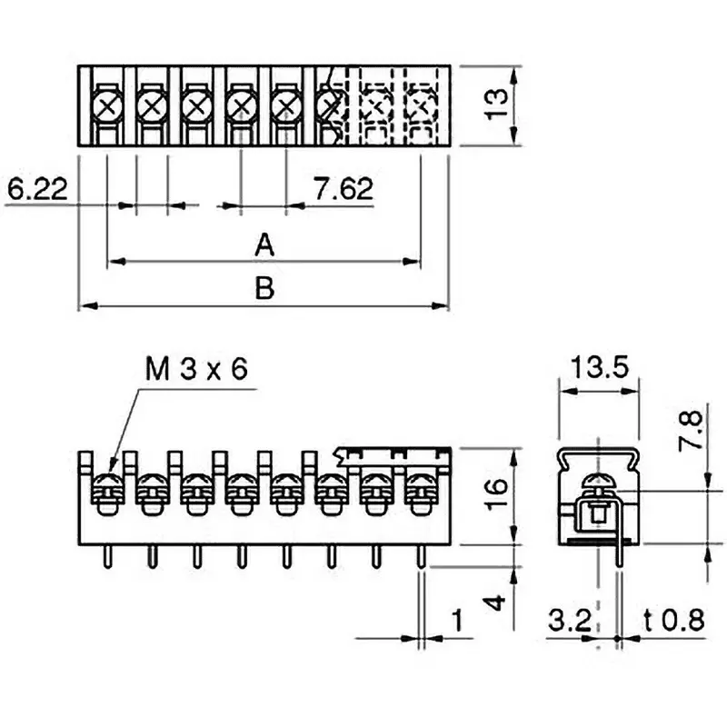 Kimura Electric Terminal Block 4 Pole for 1.25 mm² Compatible Cable, TS-125P 4P