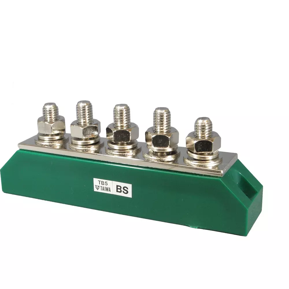 Taiwa Electric Industry Terminal Block 300 Amp Rated Current Green, TB5BS-G