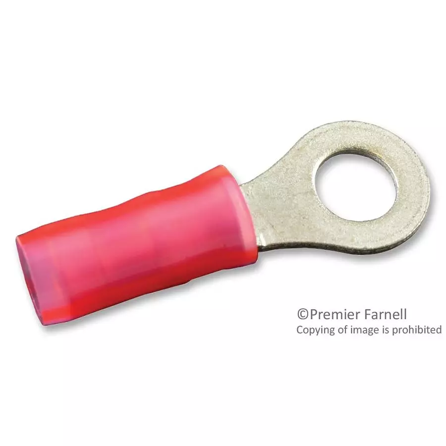AMP - TE CONNECTIVITY TERMINAL, RING TONGUE, #8, CRIMP, RED, 1-320551-3.