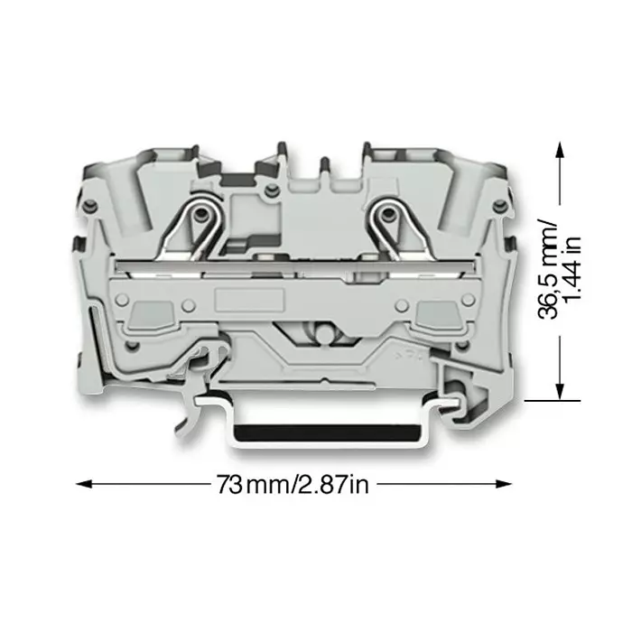 WAGO TERMINAL BLOCK, DIN RAIL, 2POS, 10AWG, 2016-1201