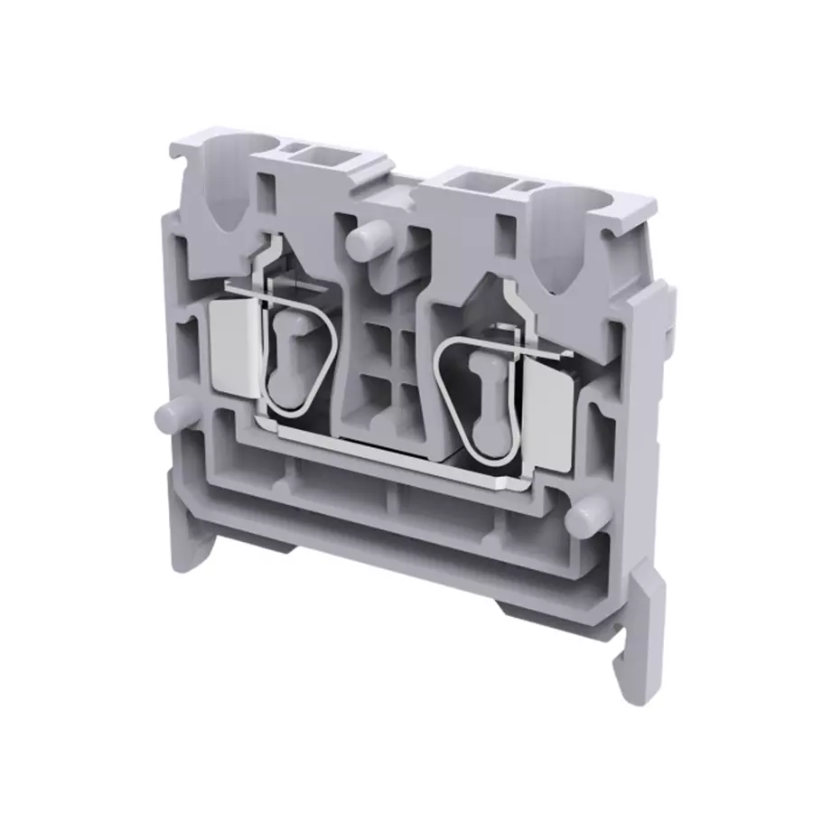 Connectwell Spring Clamp Mirco Terminal Block 2.5 mm² Feed Through Polyamide Grey, CXCP2.5